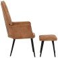 vidaXL Sillón orejero con reposapiés cuero auténtico marrón canela vidaXL Sillón orejero con reposapiés cuero auténtico marrón canela