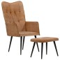 vidaXL Sillón orejero con reposapiés cuero auténtico marrón canela vidaXL Sillón orejero con reposapiés cuero auténtico marrón canela