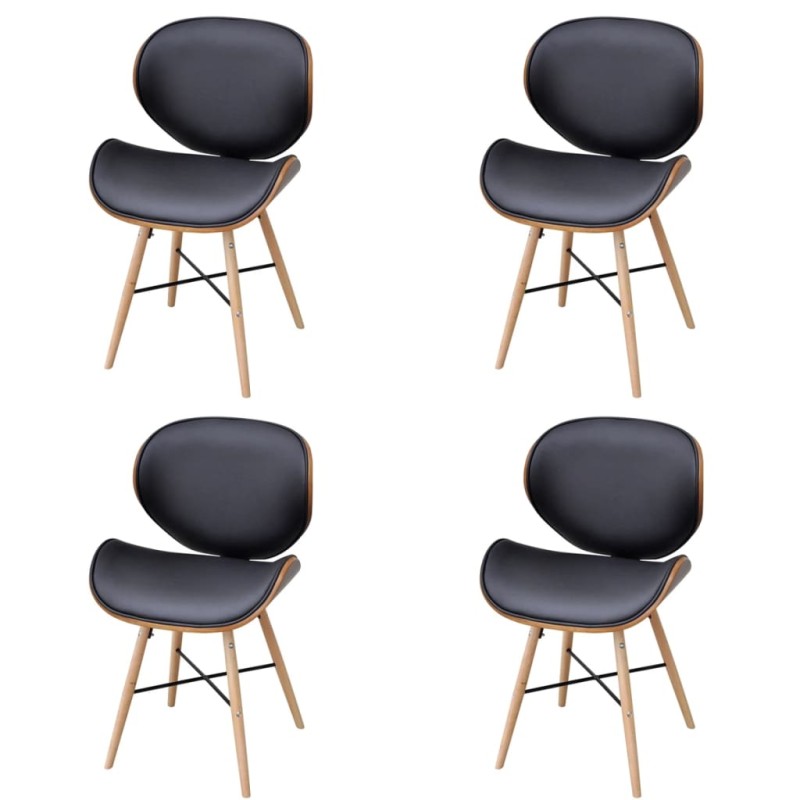 vidaXL Sillas de comedor 4 unidades cuero sintético y madera curvada vidaXL Sillas de comedor 4 unidades cuero sintético y madera curvada