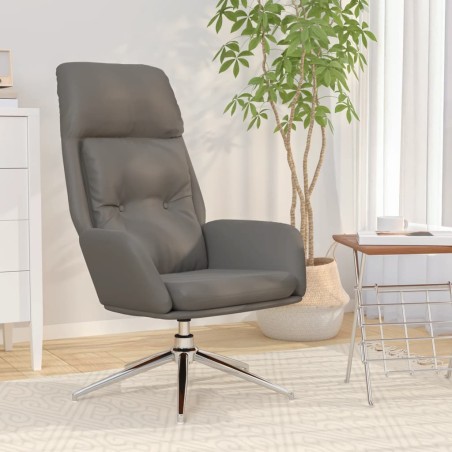 vidaXL Sillón de relax de cuero auténtico gris