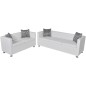 vidaXL Conjunto de sofás de 2 y 3 plazas y sillón de cuero artificial blanco vidaXL Conjunto de sofás de 2 y 3 plazas y sillón de cuero artificial blanco