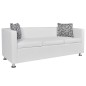 vidaXL Conjunto de sofás de 2 y 3 plazas y sillón de cuero artificial blanco vidaXL Conjunto de sofás de 2 y 3 plazas y sillón de cuero artificial blanco