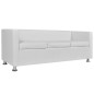 vidaXL Conjunto de sofás de 2 y 3 plazas y sillón de cuero artificial blanco vidaXL Conjunto de sofás de 2 y 3 plazas y sillón de cuero artificial blanco