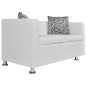 vidaXL Conjunto de sofás de 2 y 3 plazas y sillón de cuero artificial blanco vidaXL Conjunto de sofás de 2 y 3 plazas y sillón de cuero artificial blanco