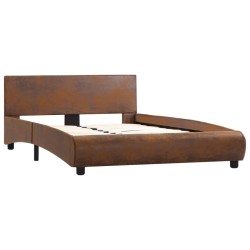 vidaXL Estructura de cama de cuero sintético marrón 120x200 cm