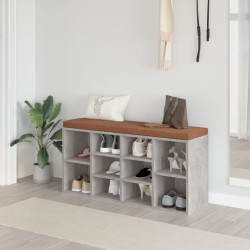 vidaXL Banco zapatero madera contrachapada gris hormigón 103x30x48 cm