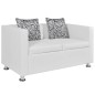 vidaXL Conjunto de sofás de 2 y 3 plazas y sillón de cuero artificial blanco vidaXL Conjunto de sofás de 2 y 3 plazas y sillón de cuero artificial blanco