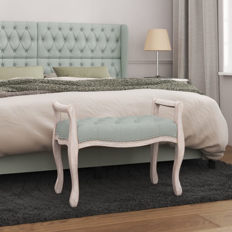 vidaXL Banco de terciopelo gris claro 80x45x60 cm