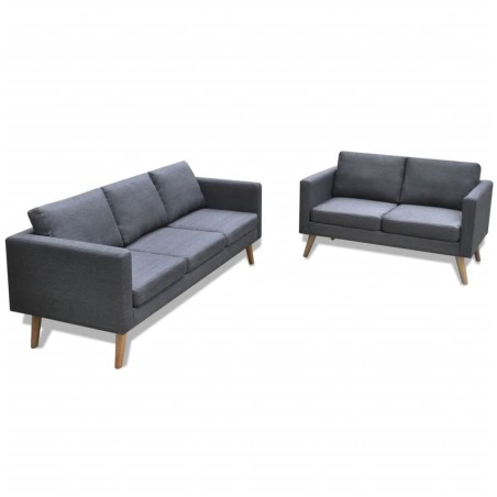 vidaXL Conjunto de sofás de 2 y 3 plazas de tela gris oscuro 
