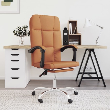 vidaXL Silla de oficina reclinable cuero sintético marrón