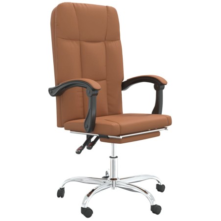 vidaXL Silla de oficina reclinable cuero sintético marrón