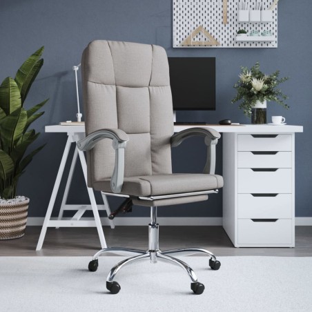 vidaXL Silla de oficina reclinable de tela gris taupé