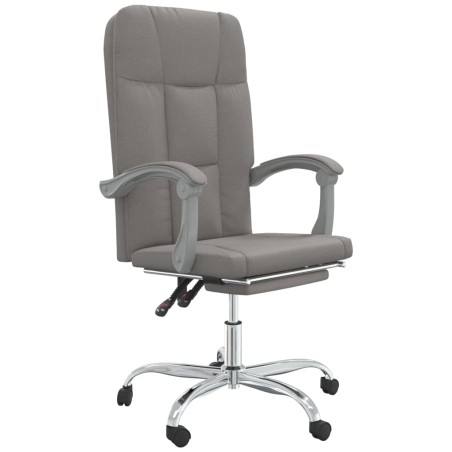 vidaXL Silla de oficina reclinable de tela gris taupé