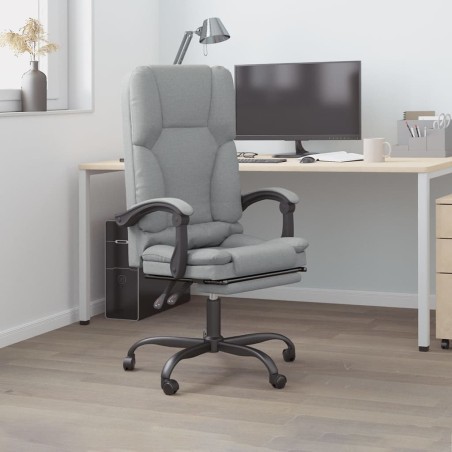 vidaXL Silla de oficina reclinable con masaje de tela gris claro