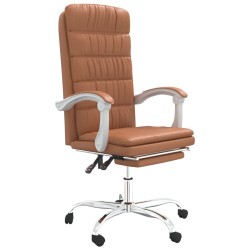 vidaXL Silla de oficina reclinable cuero sintético marrón