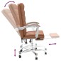 vidaXL Silla de oficina reclinable cuero sintético marrón vidaXL Silla de oficina reclinable cuero sintético marrón