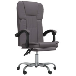 vidaXL Silla de oficina reclinable cuero sintético gris