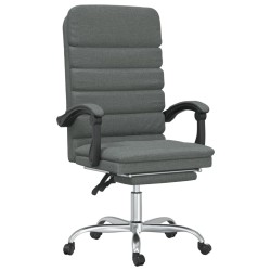 vidaXL Silla de oficina reclinable con masaje de tela gris oscuro