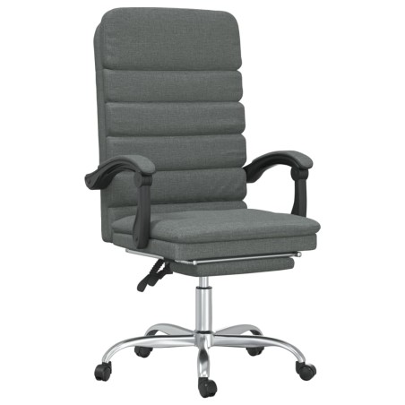 vidaXL Silla de oficina reclinable con masaje de tela gris oscuro