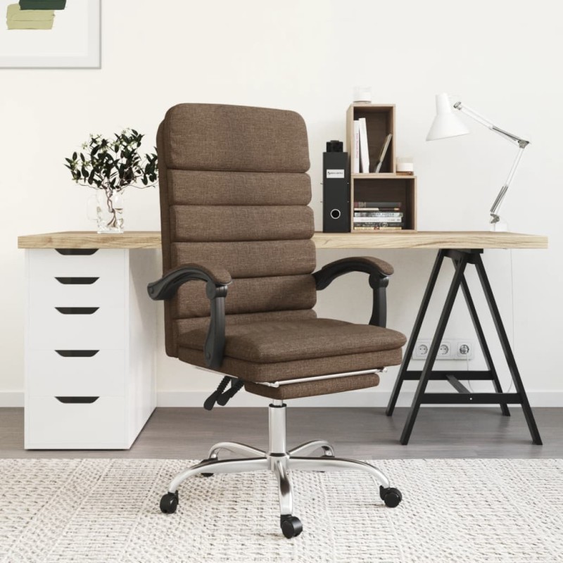 vidaXL Silla de oficina reclinable con masaje de tela marrón vidaXL Silla de oficina reclinable con masaje de tela marrón