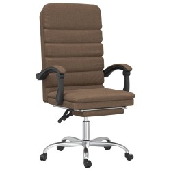 vidaXL Silla de oficina reclinable con masaje de tela marrón
