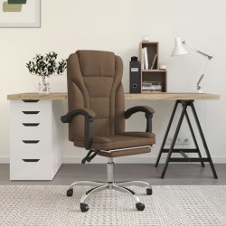 vidaXL Silla de oficina reclinable de tela marrón