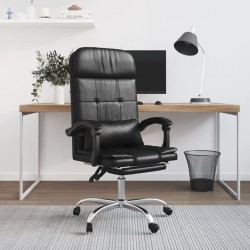 vidaXL Silla de oficina reclinable masaje cuero sintético negro