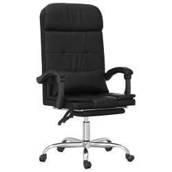 vidaXL Silla de oficina reclinable masaje cuero sintético negro