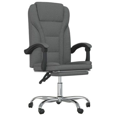 vidaXL Silla de oficina reclinable de tela gris oscuro