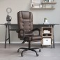 vidaXL Silla de oficina reclinable masaje cuero sintético marrón