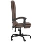 vidaXL Silla de oficina reclinable masaje cuero sintético marrón