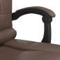 vidaXL Silla de oficina reclinable masaje cuero sintético marrón