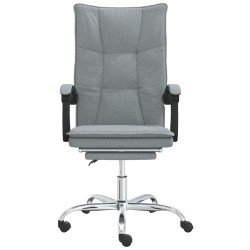 vidaXL Silla de oficina reclinable de tela gris claro