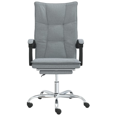 vidaXL Silla de oficina reclinable de tela gris claro