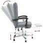 vidaXL Silla de oficina reclinable de tela gris claro