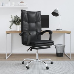 vidaXL Silla de oficina reclinable cuero sintético negro