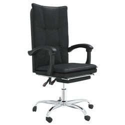 vidaXL Silla de oficina reclinable cuero sintético negro