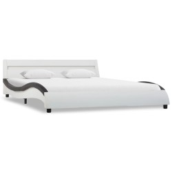 vidaXL Estructura cama con LED cuero sintético blanco negro 120x200 cm   