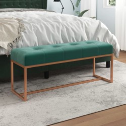 vidaXL Banco de terciopelo verde oscuro 110x36x45 cm