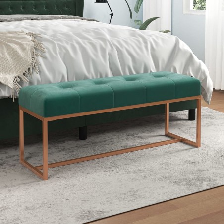 vidaXL Banco de terciopelo verde oscuro 110x36x45 cm