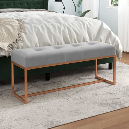 vidaXL Banco de terciopelo gris 110x36x45 cm