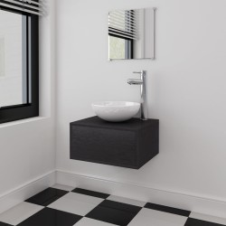 vidaXL Conjunto de mueble y lavabo 3 piezas negro