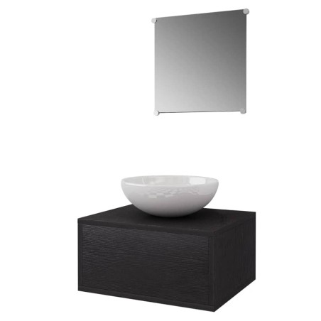 vidaXL Conjunto de mueble y lavabo 3 piezas negro