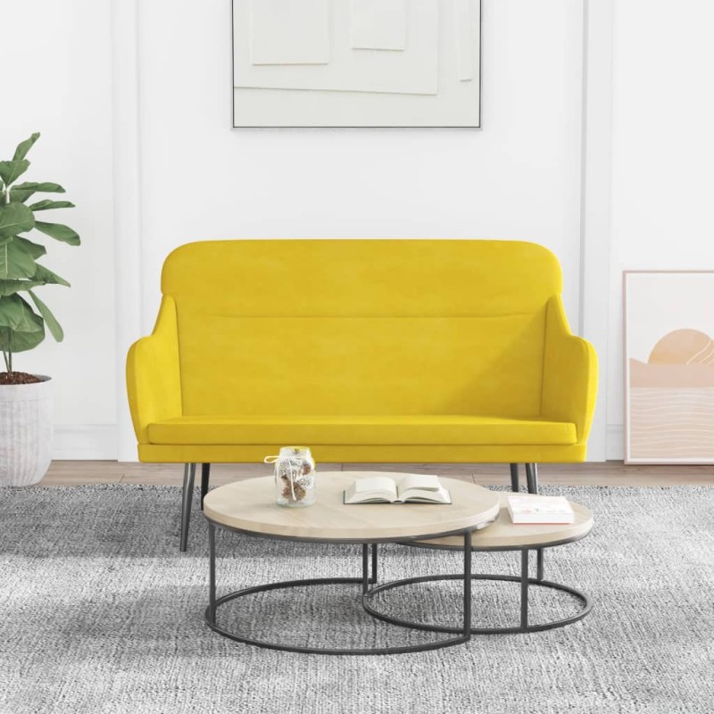 vidaXL Banco de terciopelo amarillo 110x76x80 cm vidaXL Banco de terciopelo amarillo 110x76x80 cm