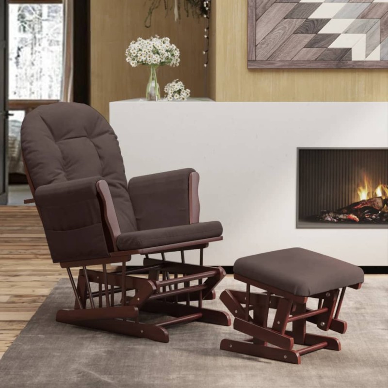vidaXL Sillón de lactancia con taburete tela marrón