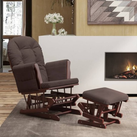 vidaXL Sillón de lactancia con taburete tela marrón