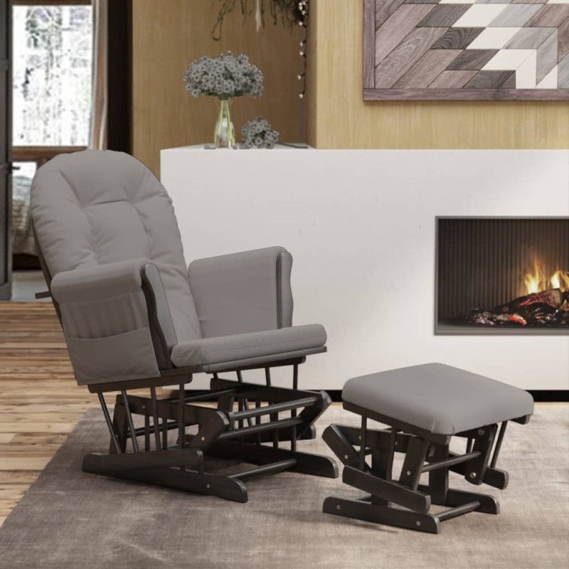 vidaXL Sillón de lactancia con taburete tela gris claro vidaXL Sillón de lactancia con taburete tela gris claro