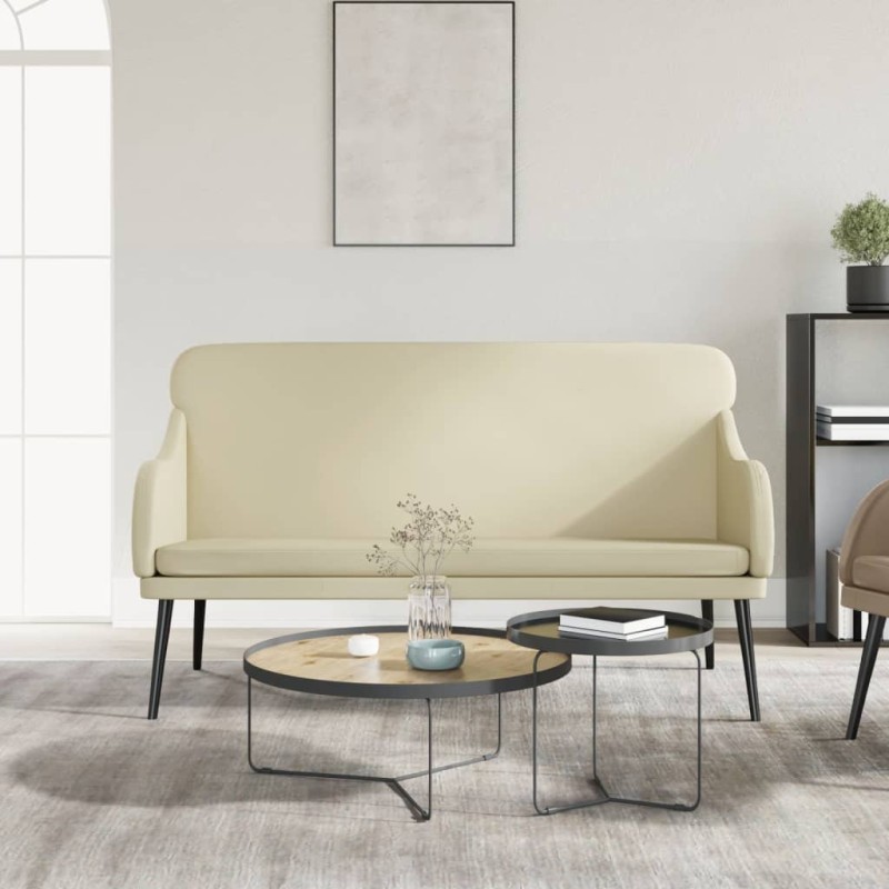 vidaXL Banco de cuero sintético color crema 110x76x80 cm