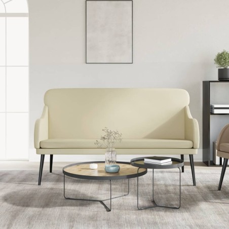 vidaXL Banco de cuero sintético color crema 110x76x80 cm