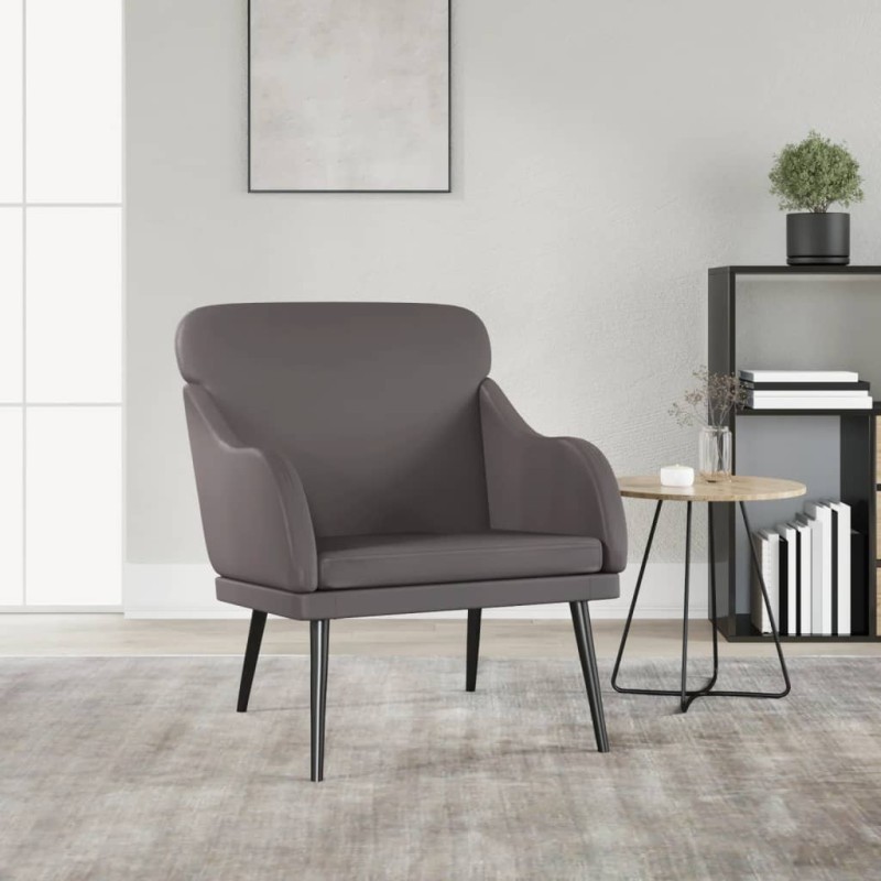 vidaXL Sillón de cuero sintético gris 63x76x80 cm vidaXL Sillón de cuero sintético gris 63x76x80 cm
